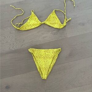 Skatie yellow cheetah print bikini Medium top